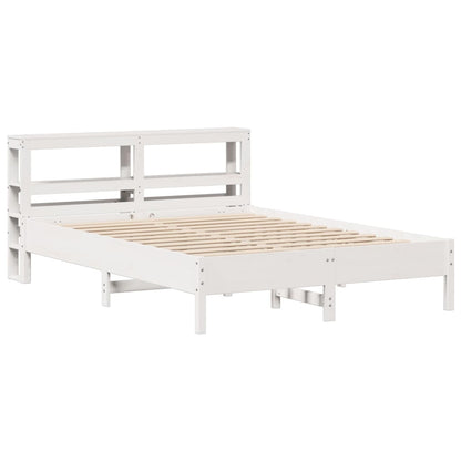 Bed Frame without Mattress White 150x200 cm King Size Solid Wood Pine