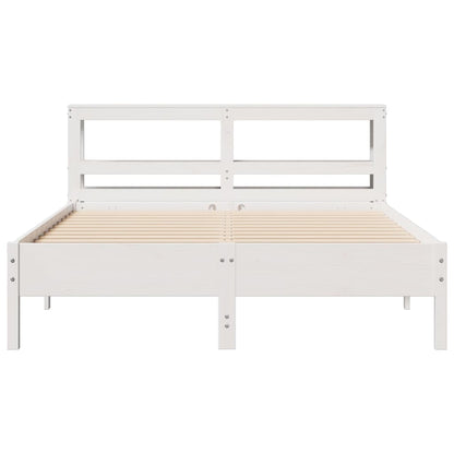 Bed Frame without Mattress White 150x200 cm King Size Solid Wood Pine