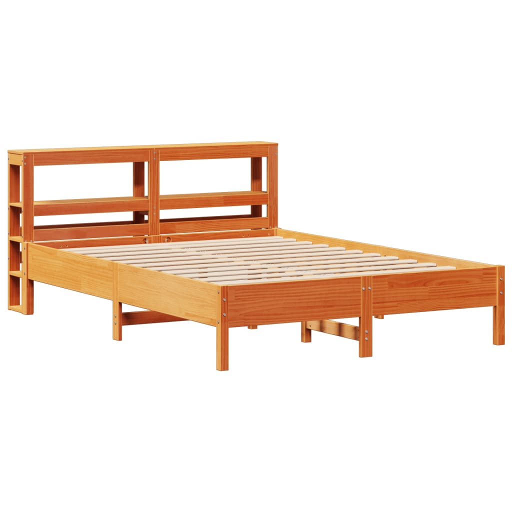 Bed Frame without Mattress Wax Brown 135x190 cm Double Solid Wood Pine