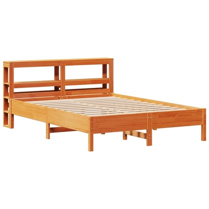 Bed Frame without Mattress Wax Brown 135x190 cm Double Solid Wood Pine