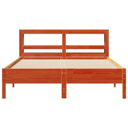 Bed Frame without Mattress Wax Brown 135x190 cm Double Solid Wood Pine