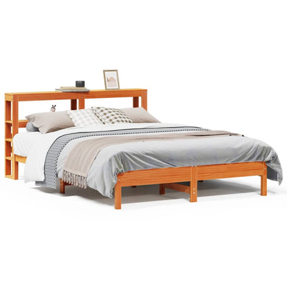 Bed Frame without Mattress Wax Brown 135x190 cm Double Solid Wood Pine