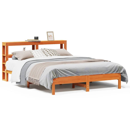 Bed Frame without Mattress Wax Brown 135x190 cm Double Solid Wood Pine