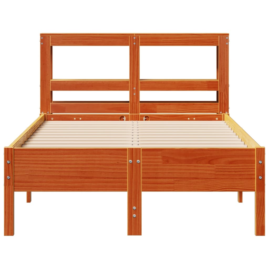 Bed Frame without Mattress Wax Brown 75x190 cm Small Single Solid Wood Pine
