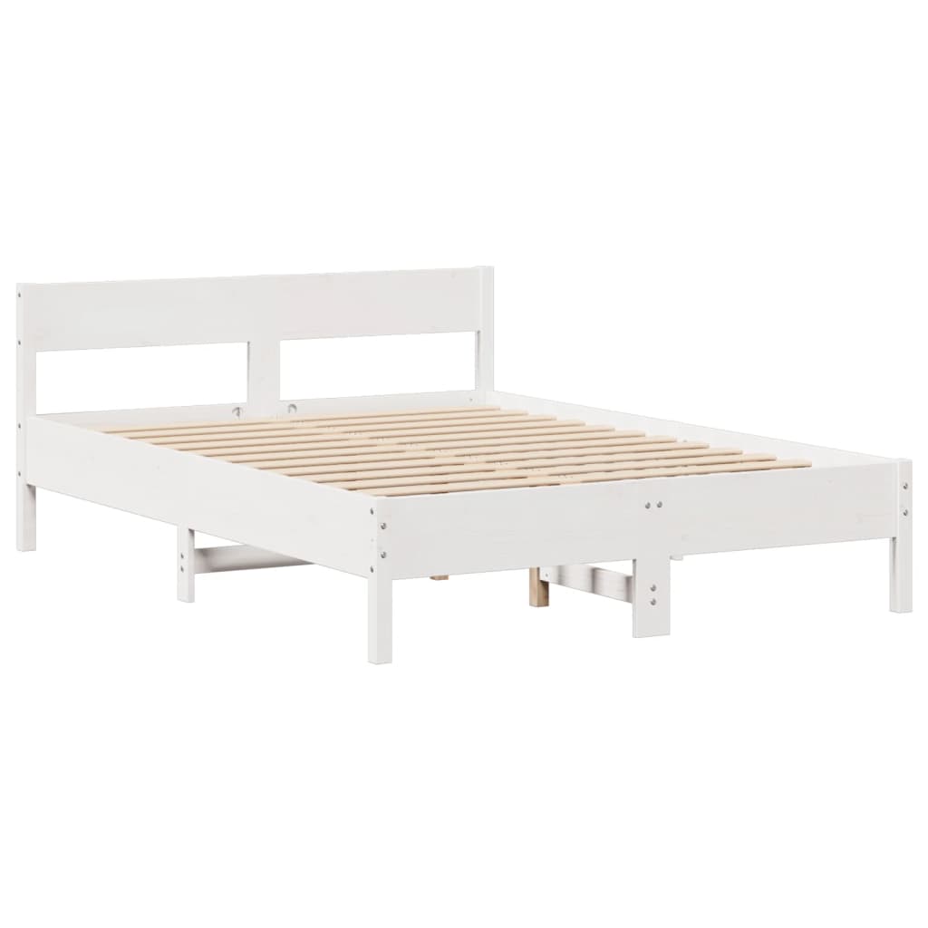 Bed Frame without Mattress White 140x200 cm Solid Wood Pine