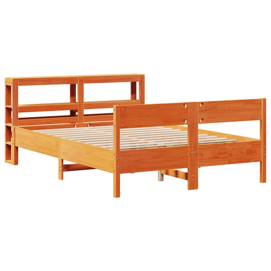 Bed Frame without Mattress Wax Brown 140x200 cm Solid Wood Pine