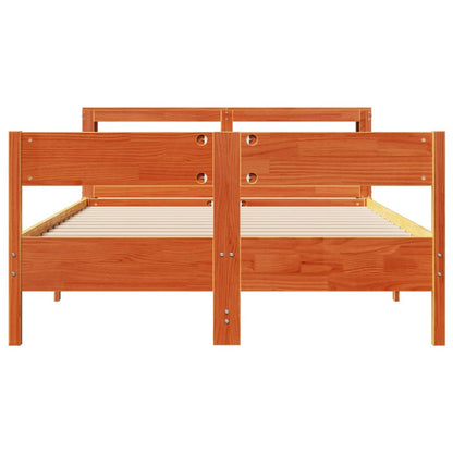 Bed Frame without Mattress Wax Brown 140x200 cm Solid Wood Pine