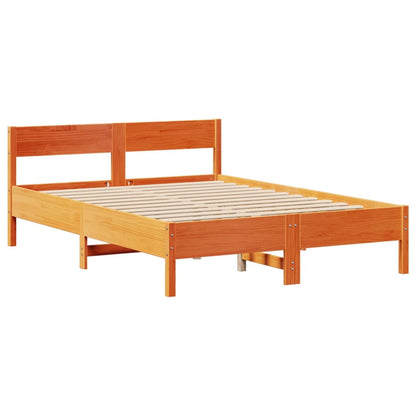 Bed Frame without Mattress Wax Brown 140x200 cm Solid Wood Pine