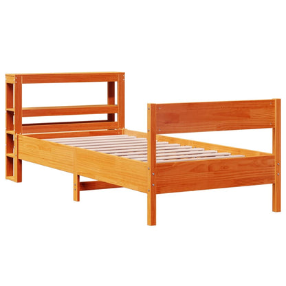 Bed Frame without Mattress Wax Brown 75x190 cm Small Single Solid Wood Pine