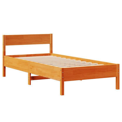 Bed Frame without Mattress Wax Brown 75x190 cm Small Single Solid Wood Pine
