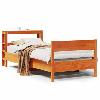 Bed Frame without Mattress Wax Brown 75x190 cm Small Single Solid Wood Pine
