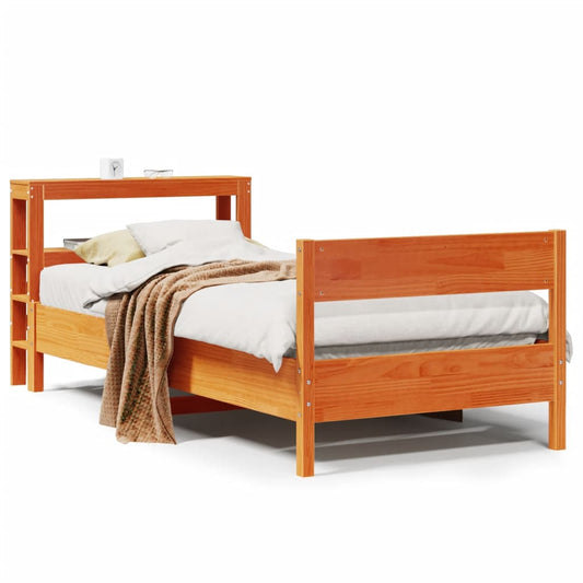 Bed Frame without Mattress Wax Brown 75x190 cm Small Single Solid Wood Pine