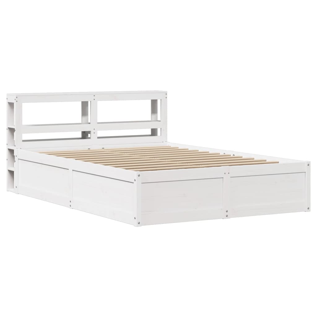 Bed Frame with Headboard White 140x200 cm Solid Wood Pine