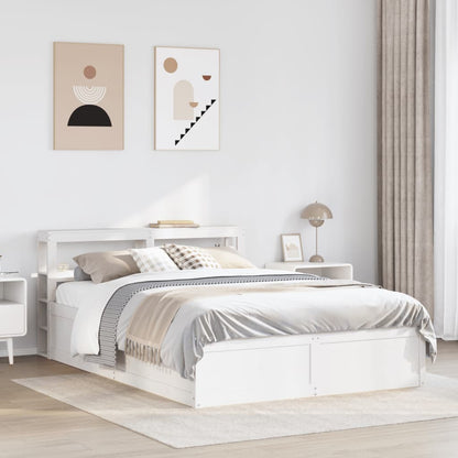 Bed Frame with Headboard White 140x200 cm Solid Wood Pine