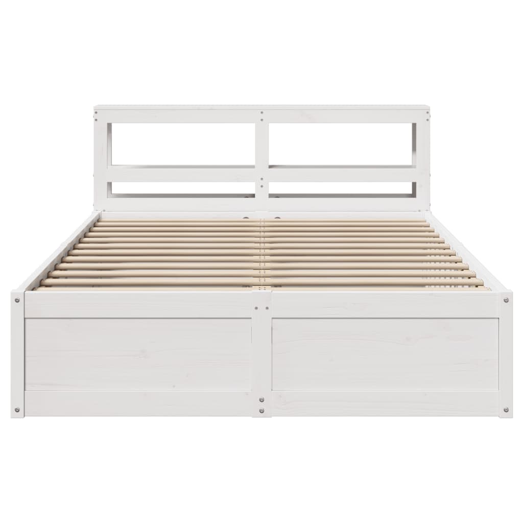 Bed Frame with Headboard White 140x200 cm Solid Wood Pine