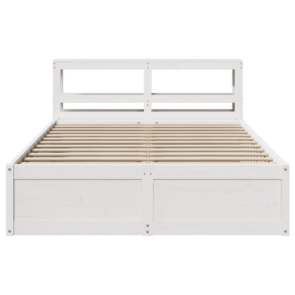 Bed Frame with Headboard White 140x200 cm Solid Wood Pine