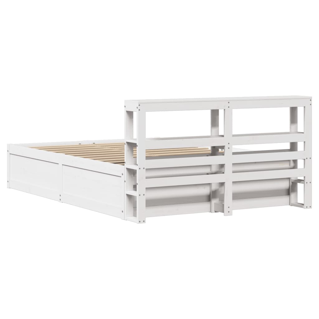Bed Frame with Headboard White 140x200 cm Solid Wood Pine