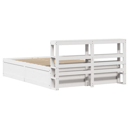 Bed Frame with Headboard White 140x200 cm Solid Wood Pine