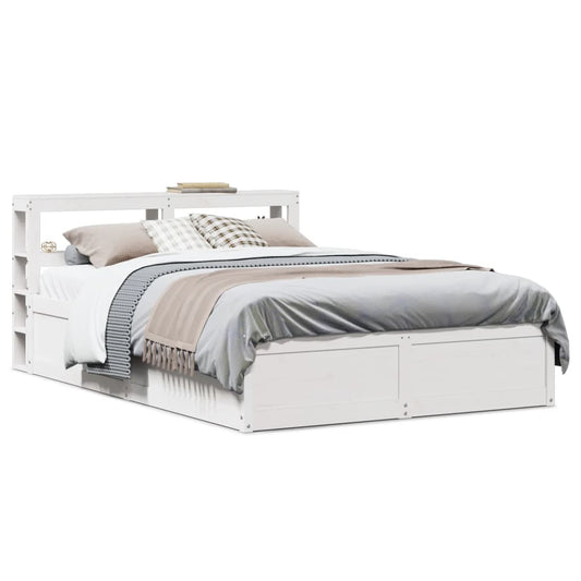 Bed Frame with Headboard White 140x200 cm Solid Wood Pine