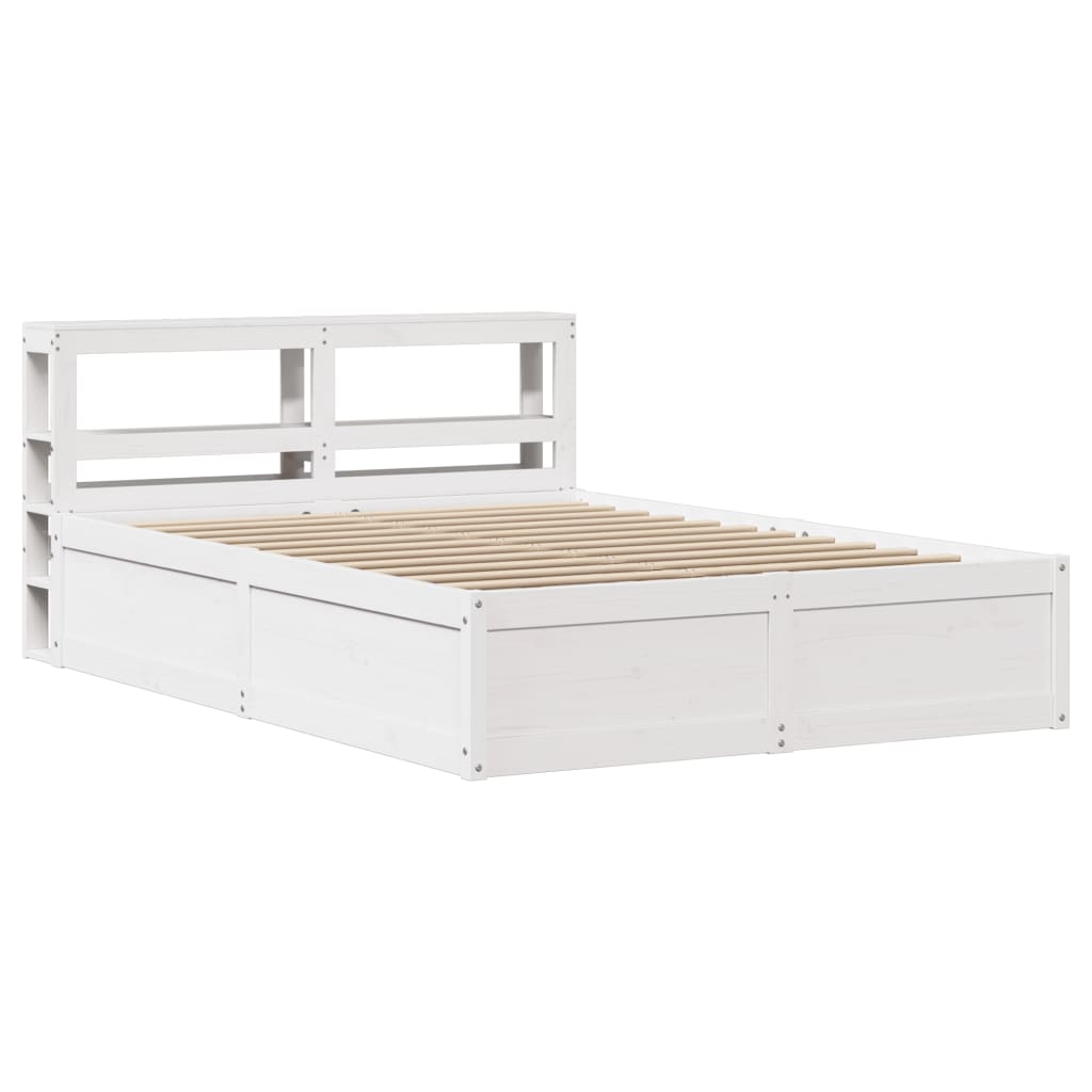 Bed Frame with Headboard White 140x190 cm Solid Wood Pine