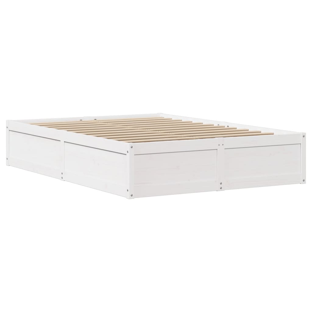 Bed Frame with Headboard White 140x190 cm Solid Wood Pine