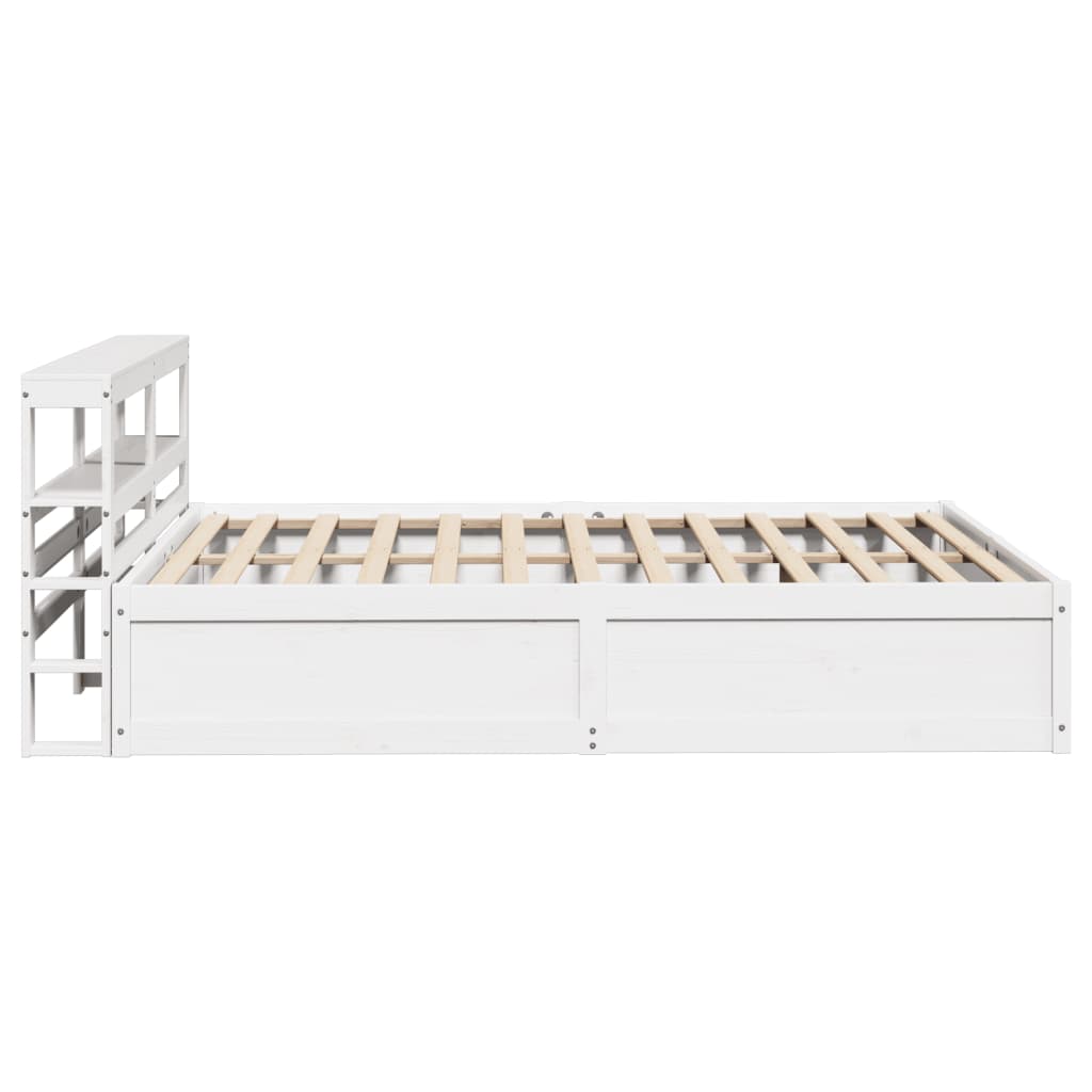 Bed Frame with Headboard White 140x190 cm Solid Wood Pine