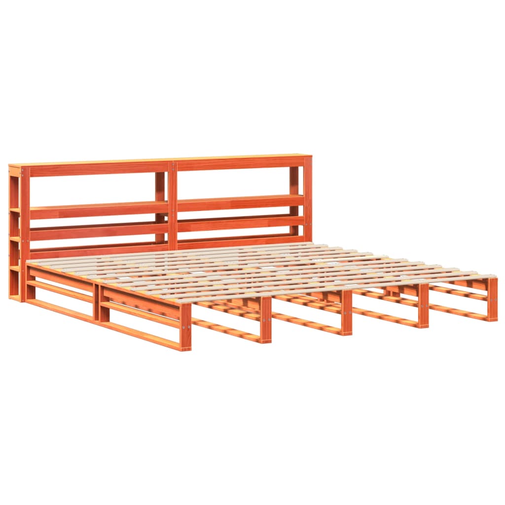 Bed Frame without Mattress Wax Brown 200x200 cm Solid Wood Pine