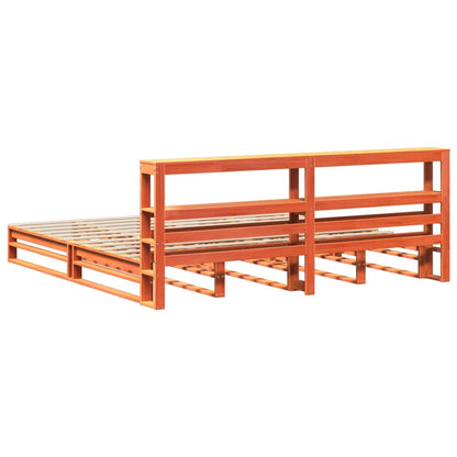 Bed Frame without Mattress Wax Brown 200x200 cm Solid Wood Pine