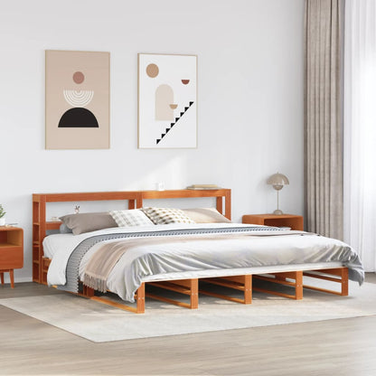 Bed Frame without Mattress Wax Brown 200x200 cm Solid Wood Pine