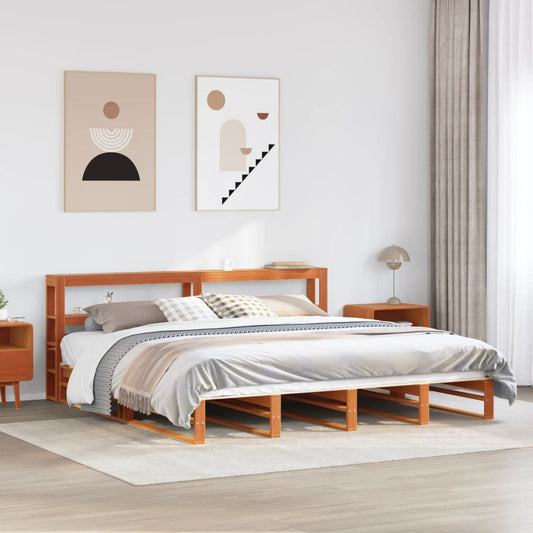 Bed Frame without Mattress Wax Brown 200x200 cm Solid Wood Pine