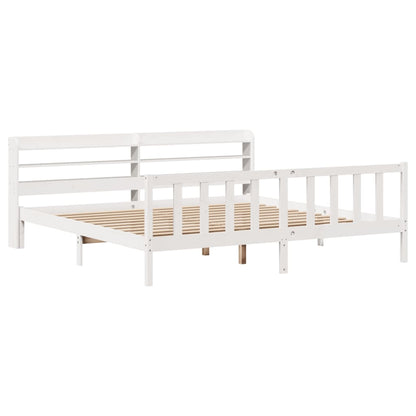Bed Frame without Mattress White 200x200 cm Solid Wood Pine
