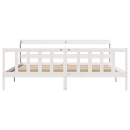 Bed Frame without Mattress White 200x200 cm Solid Wood Pine