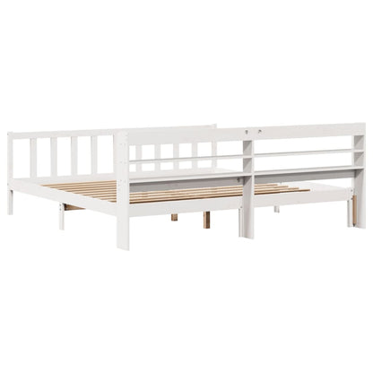 Bed Frame without Mattress White 200x200 cm Solid Wood Pine
