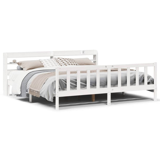 Bed Frame without Mattress White 200x200 cm Solid Wood Pine