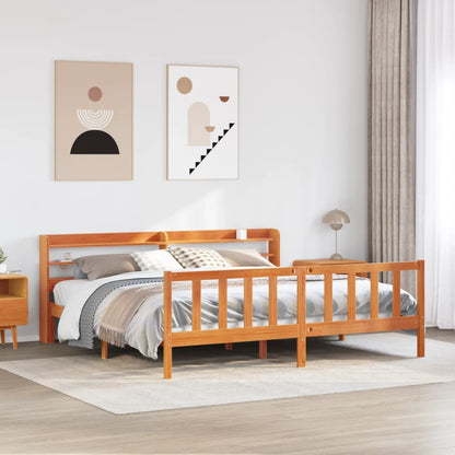 Bed Frame with Headboard without Mattress Wax Brown 200x200 cm