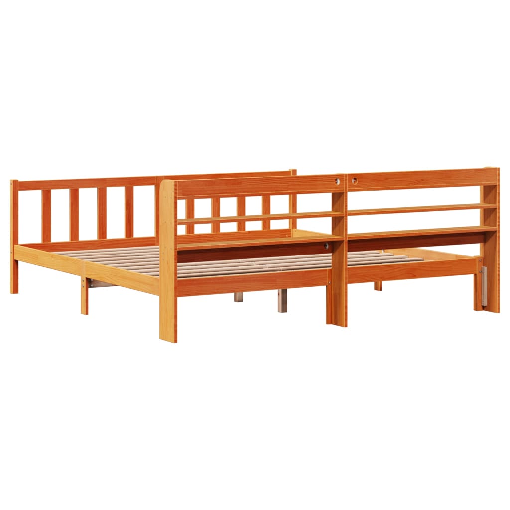 Bed Frame with Headboard without Mattress Wax Brown 200x200 cm
