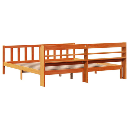 Bed Frame with Headboard without Mattress Wax Brown 200x200 cm