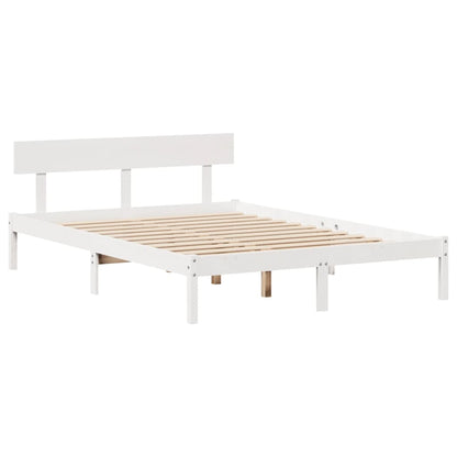 Bed Frame without Mattress White 140x190 cm Solid Wood Pine