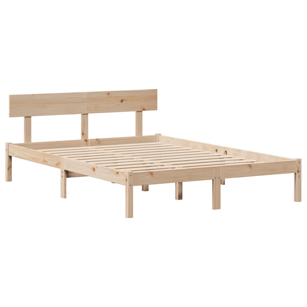 Bed Frame without Mattress 150x200 cm King Size Solid Wood Pine