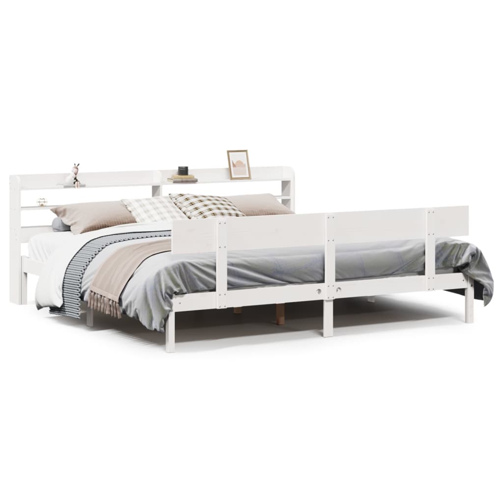 Bed Frame without Mattress White 180x200 cm Super King Solid Wood Pine