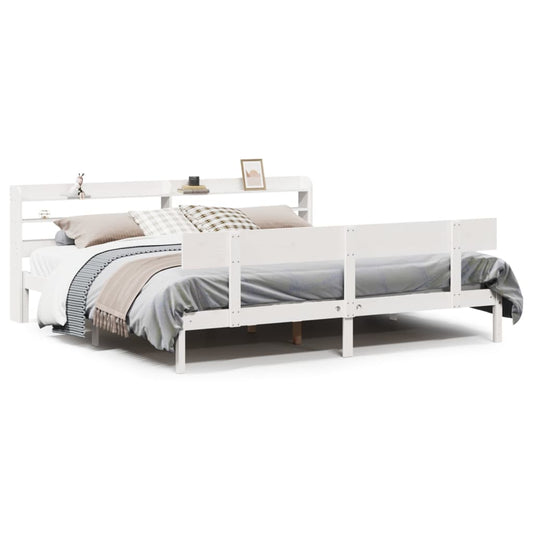 Bed Frame without Mattress White 180x200 cm Super King Solid Wood Pine