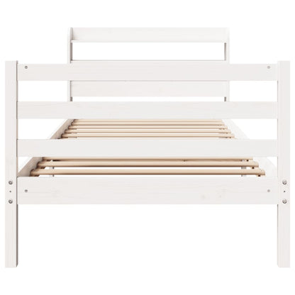 Bed Frame with Headboard without Mattress White 100x200 cm