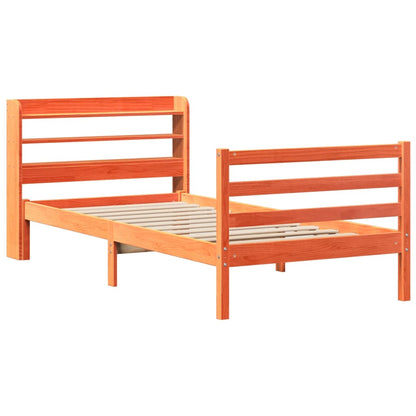 Bed Frame without Mattress Wax Brown 75x190 cm Small Single Solid Wood Pine