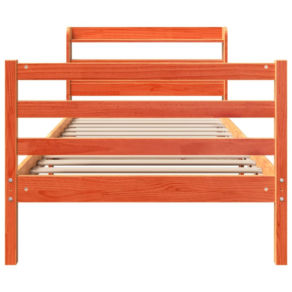 Bed Frame without Mattress Wax Brown 75x190 cm Small Single Solid Wood Pine
