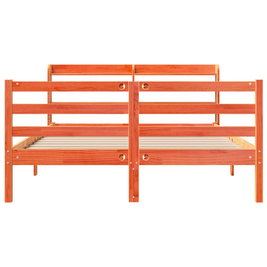 Bed Frame without Mattress Wax Brown 135x190 cm Double Solid Wood Pine