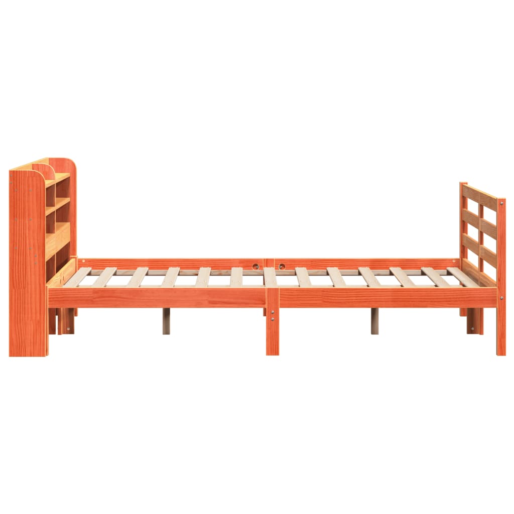 Bed Frame without Mattress Wax Brown 135x190 cm Double Solid Wood Pine