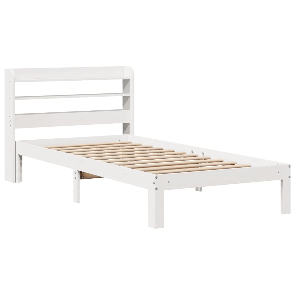 Bed Frame with Headboard without Mattress White 100x200 cm