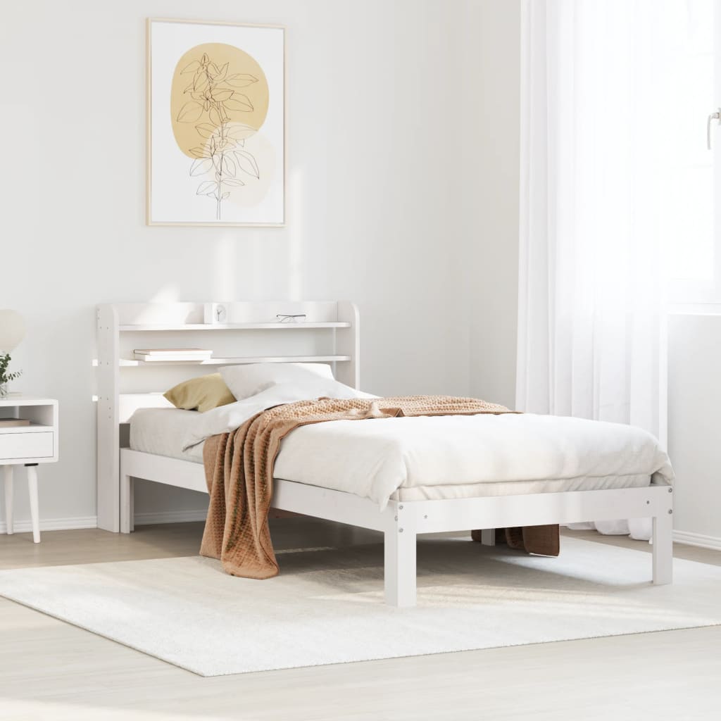 Bed Frame with Headboard without Mattress White 100x200 cm