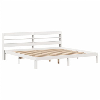 Bed Frame with Headboard without Mattress White 180x200 cm Super King