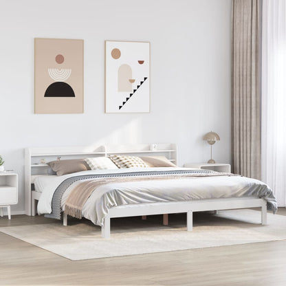 Bed Frame with Headboard without Mattress White 180x200 cm Super King